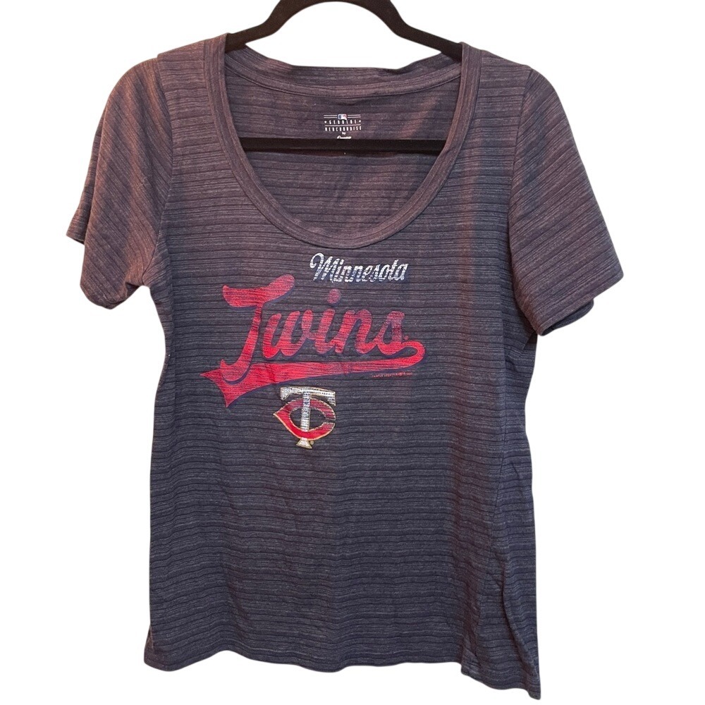 Minnesota Twins MLB Campus Lifestyle‎ Women Charcoal Space Dye Graphic Tee L